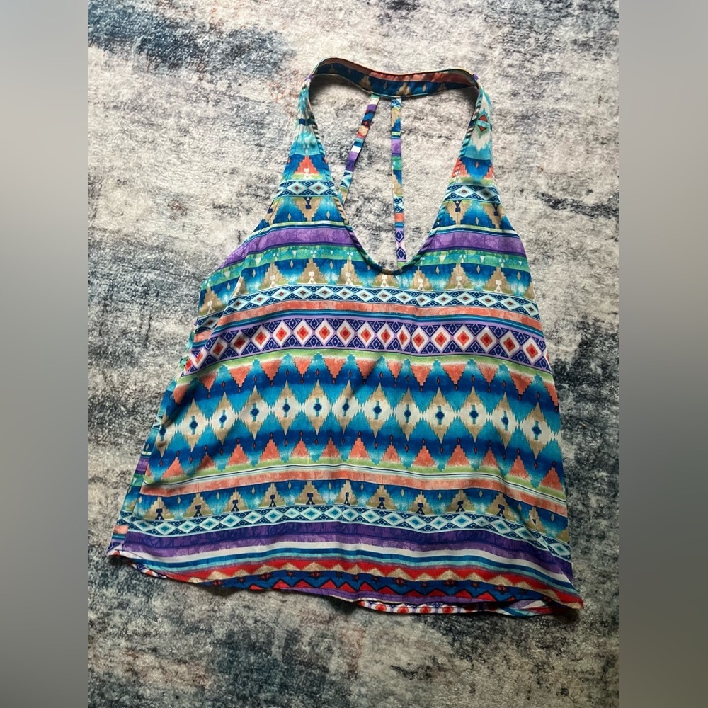 Vintage Forever 21 Colorful pattern Print Halter Style Tank Top
